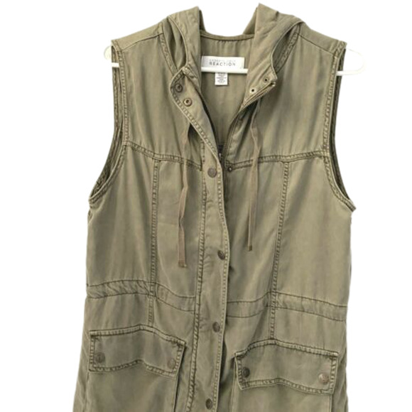 Kenneth Cole Military Green Hooded Sleeveless Vest Size Small - Picture 6 of 7